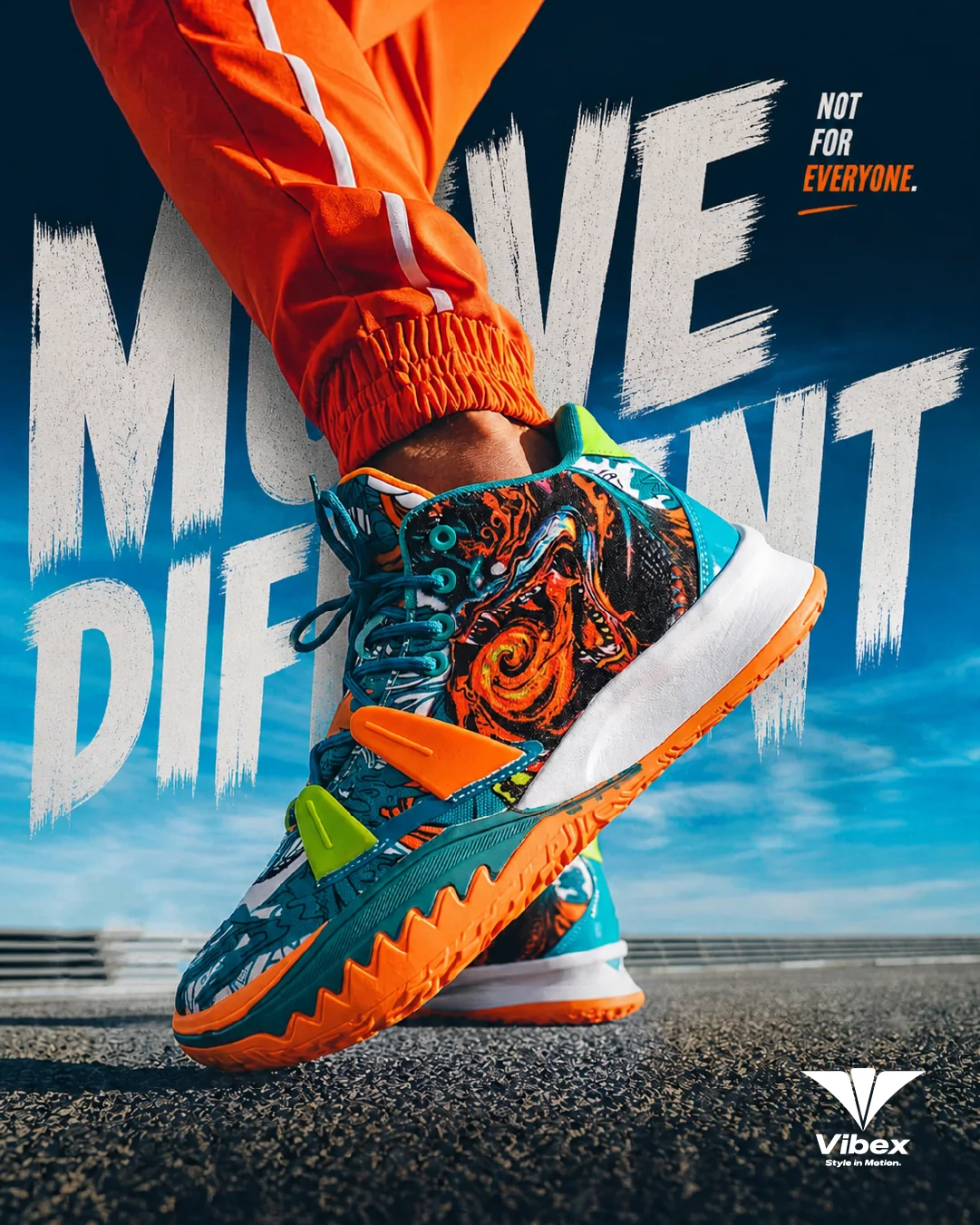 VibeX movement campaign featuring colourful trainers